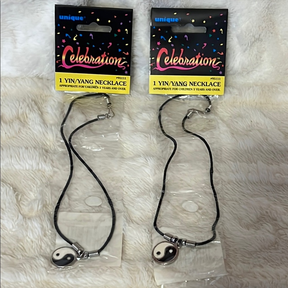 2 For $15 Yin Yang Pendant Necklace - Black and White 14”